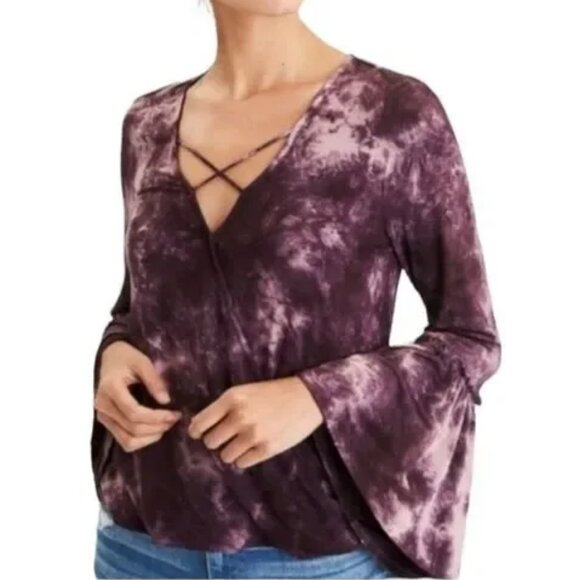 American Eagle "Soft & Sexy" Bell Sleeve Tie Dye Tee - Picture 1 of 3